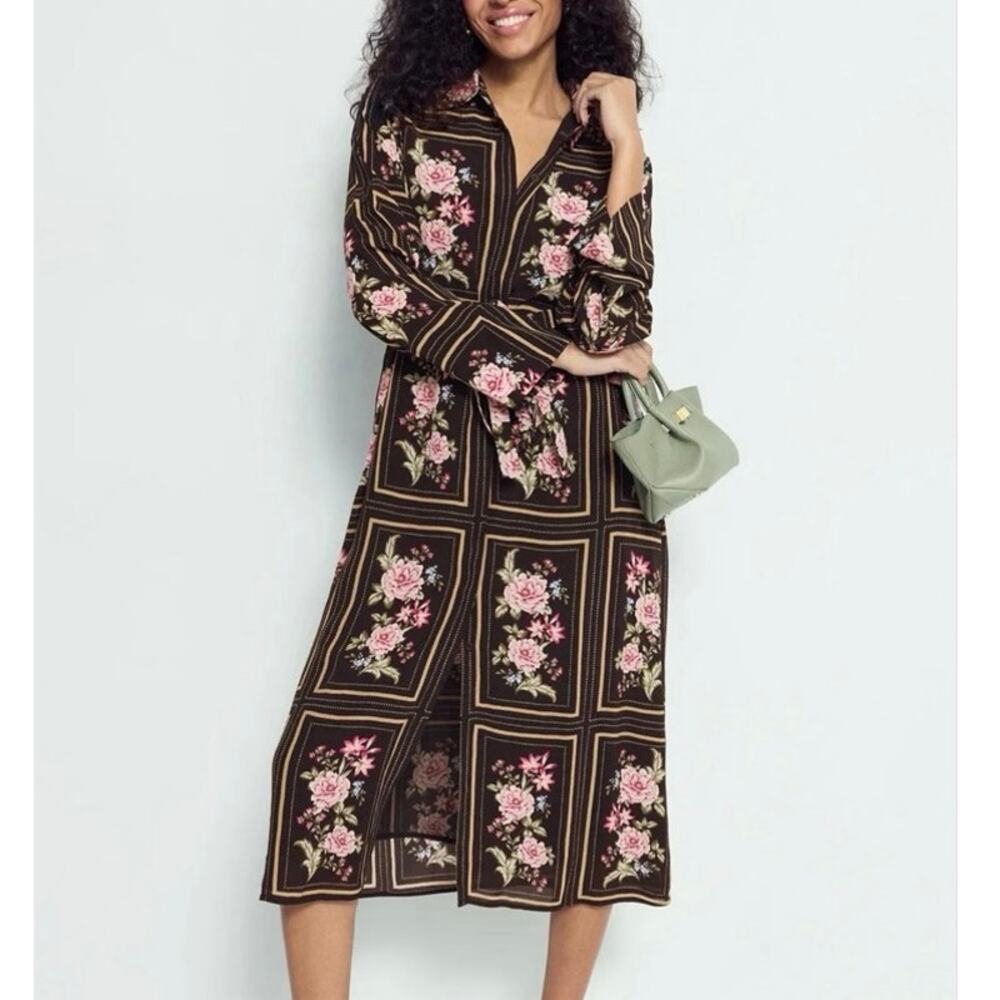 Red Baker Mina Midi Shirt Dress Small